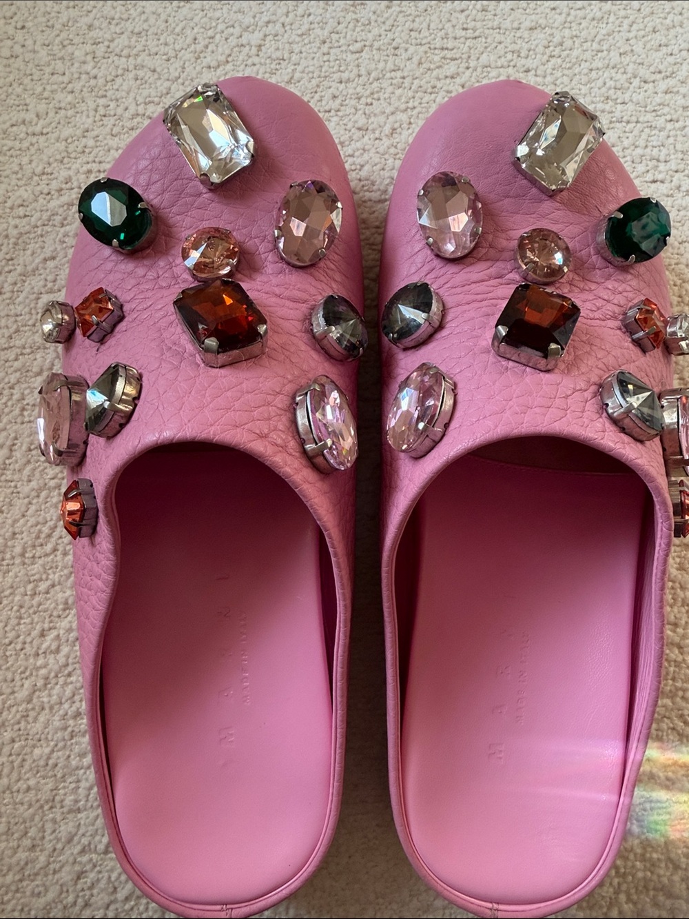 Marni Pink Jeweled Women's Slide Mules